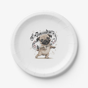 Let the Music Soothe Your Soul Dancing Pug for Paper Plate