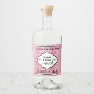Let The Party Be-GIN - DRINK ME PINK Wedding Favou Liquor Bottle Label