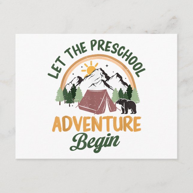 Let The Preschool Adventure Begin Camping Back To  Enclosure Card (Front)