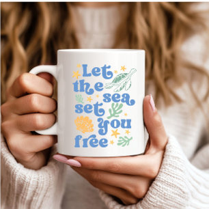 Let the Sea Set You Free - Retro Summer Quote Coffee Mug