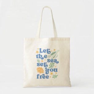 Let the Sea Set You Free - Retro Summer Quote Tote Bag
