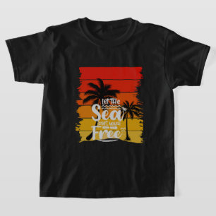 Let The Sea Set You Free Vintage Retro Sunset T-Shirt