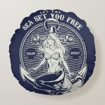 Let the Sea Set You  Round Free Throw Pillow