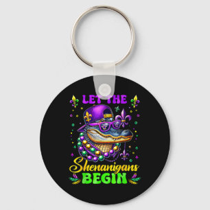 Let The Shenanigans Begin Alligator Mardi Gras Mad Keychain