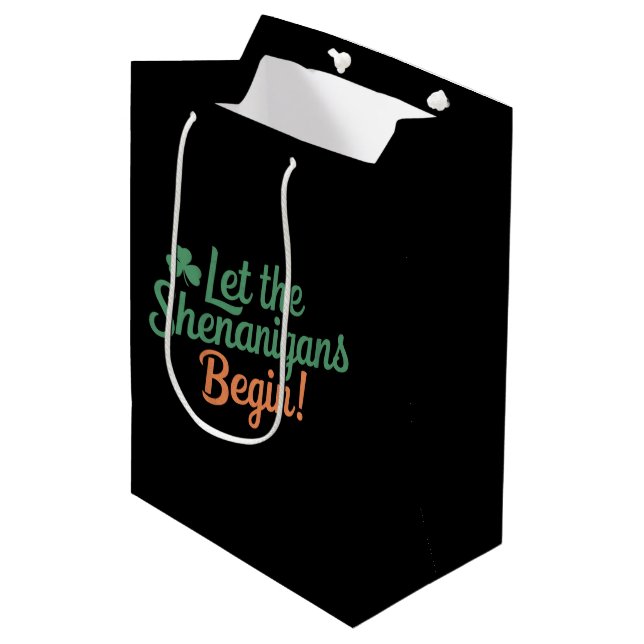 Let The Shenanigans Begin Funny Irish St Patricks  Medium Gift Bag (Front Angled)