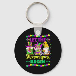 Let The Shenanigans Begin Gnomes Mardi Gras Kids M Keychain