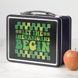 Let The Shenanigans Begin Irish Groovy Retro Metal Lunch Box