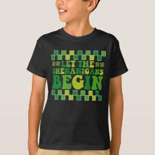 Let The Shenanigans Begin Irish Groovy Retro T-Shirt