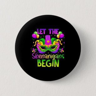 Let The Shenanigans Begin Jester Funny Mardi Gras 2 Inch Round Button