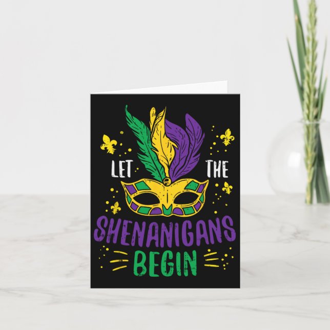 Let The Shenanigans Begin Jester Funny Mardi Gras  Card (Front)
