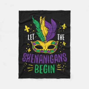 Let The Shenanigans Begin Jester Funny Mardi Gras Fleece Blanket