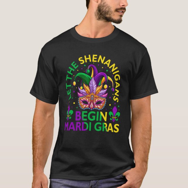 Let The Shenanigans Begin Mardi Gras 2023 Purim Ma T-Shirt (Front)