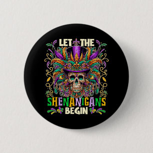 Let The Shenanigans Begin Mardi Gras 2025 Kids Men 2 Inch Round Button