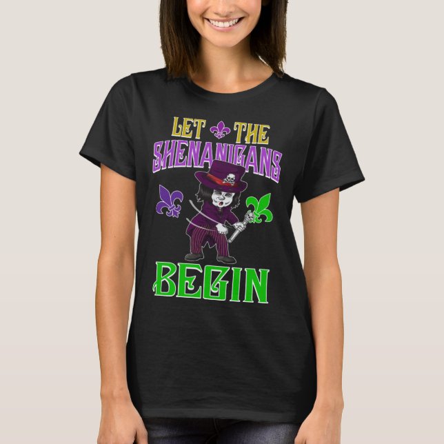 Let The Shenanigans Begin Mardi Gras Flossing Vood T-Shirt (Front)