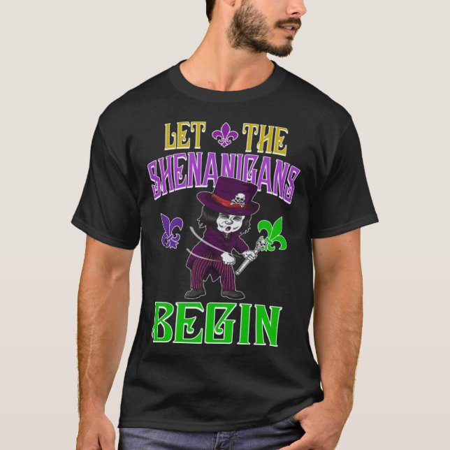 Let The Shenanigans Begin Mardi Gras Flossing Vood T-Shirt (Front)