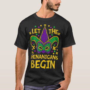 Let The Shenanigans Begin Mardi Gras Jester Hat Ma T-Shirt