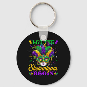 Let The Shenanigans Begin Mardi Gras Jester Mask B Keychain
