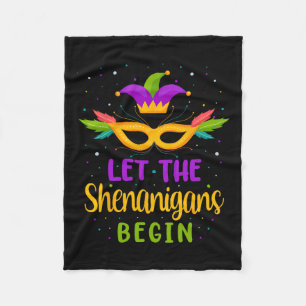Let The Shenanigans Begin Mardi Gras Kids Men Wome Fleece Blanket