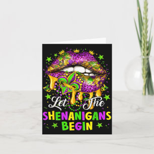 Let The Shenanigans Begin Mardi Gras Lips Girl Wom Card