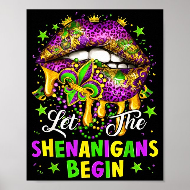 Let The Shenanigans Begin Mardi Gras Lips Girl Wom Poster (Front)