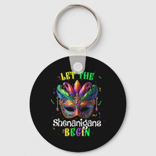 Let The Shenanigans Begin Mardi Gras Mask Kids Men Keychain