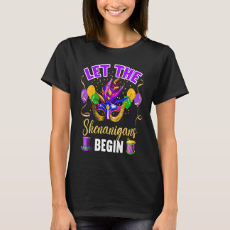 Let The Shenanigans Begin Mardi Gras Mask Purple T-Shirt