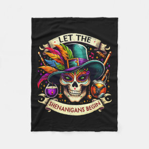 Let The Shenanigans Begin Mardi Gras Vintage Skele Fleece Blanket