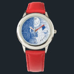 Let the Sun Shine In Red Watch<br><div class="desc">This whimsical watch displays a young girl opening her door to the sun. It can be personalized with a line of text. Great gift for any girl.</div>