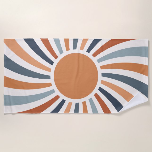 Let the sunshine in colourful retro style design  beach towel (Front)
