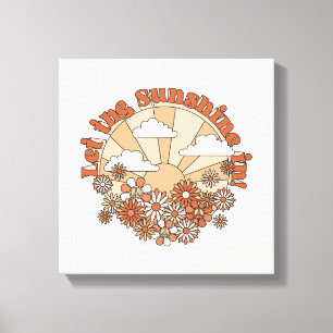 Let the Sunshine In Groovy Daisy Hippie Flowers Canvas Print
