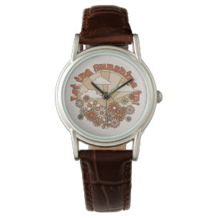 Let the Sunshine In Groovy Daisy Hippie Flowers Watch