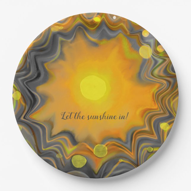 Let the Sunshine In Retro Love  Heart  Paper Plate (Front)
