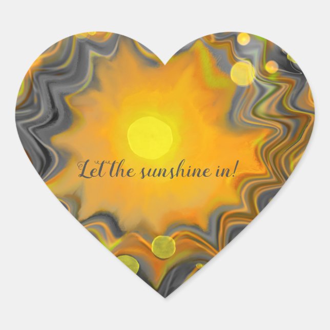 Let the Sunshine In Retro Love  Heart Sticker (Front)
