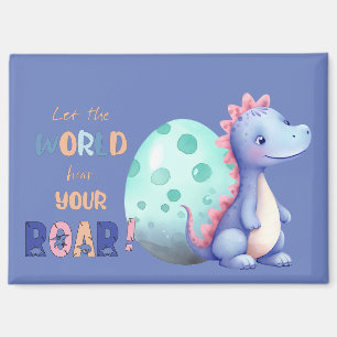 Let The World Hear Your ROAR! Cute Watercolor Dino Magnet