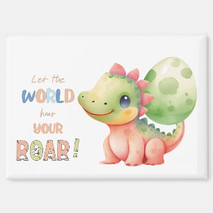 Let The World Hear Your ROAR! Cute Watercolor Dino Magnet