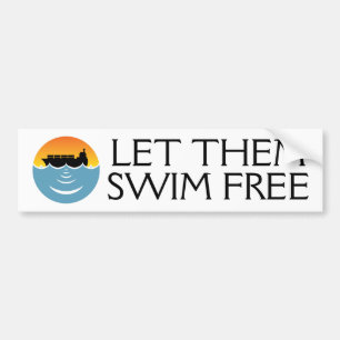let them swim free stop ocean noise pollution bumper sticker