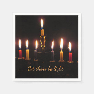 Let there be light menorah Hanukkah cocktail npkin Napkin