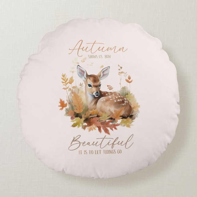 Let Things Go Autumn Round Pillow (Front)