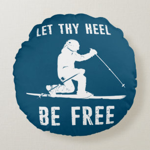 Let Thy Heel Be Free Telemark Skiing Throw Pillow