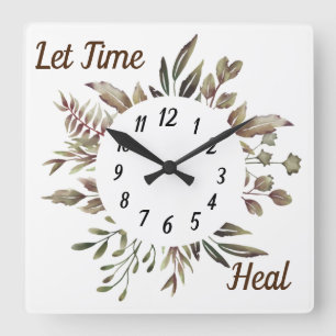 Let Time Heal Square Leaf Clock