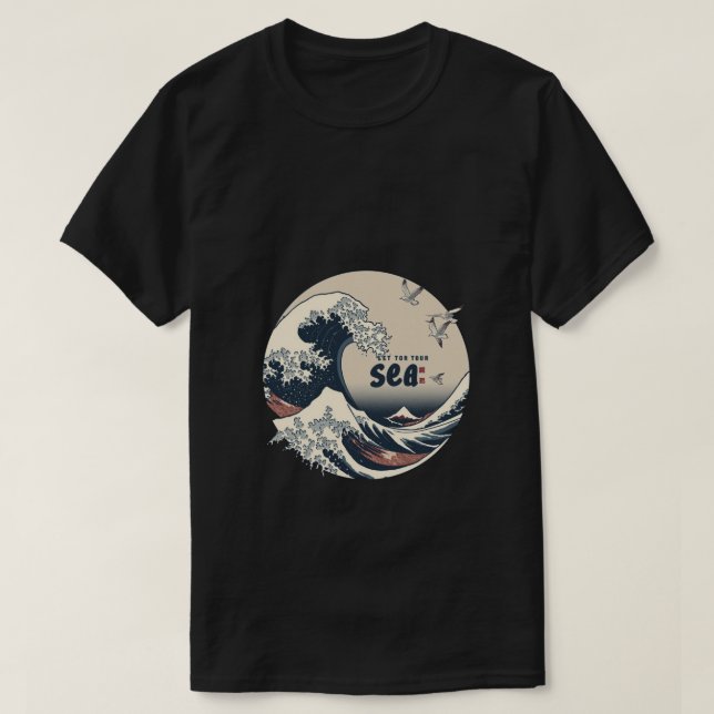 let tor tour sea Japanese wave print design  T-Shirt (Design Front)