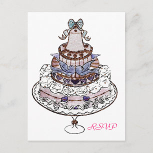 Let Us Eat Cake ~ Wedding RSVP Postcard