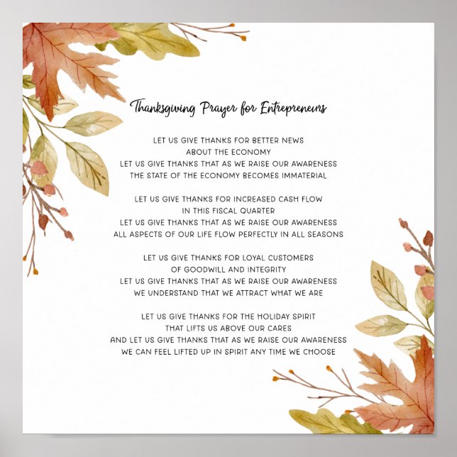 Let Us Give Thanks Boss Lady Autumn Leaves Poster (Front)