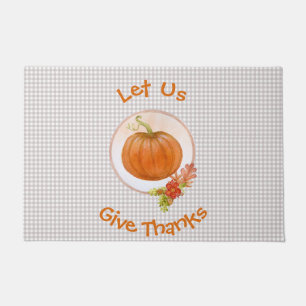 Let Us Give Thanks - Pumpkin And Flowers Doormat