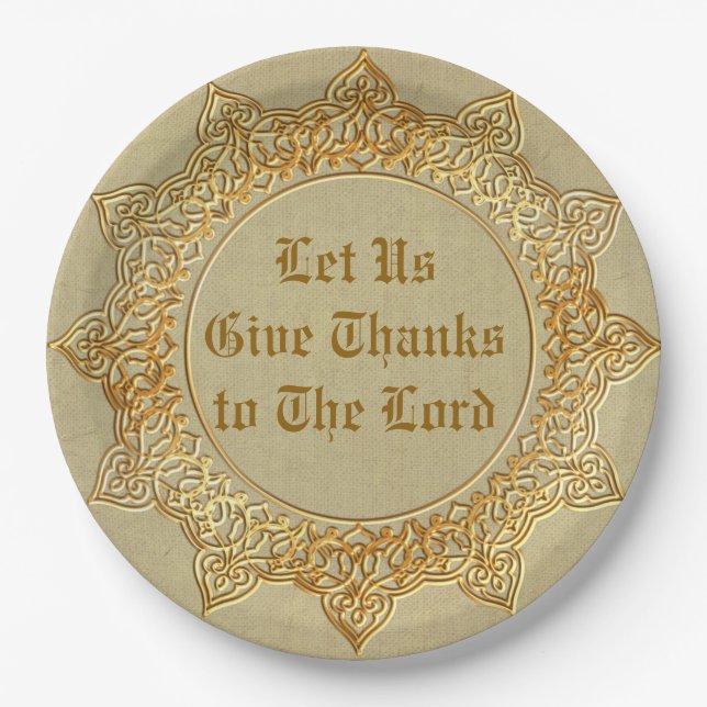 Let Us Give Thanks To The Lord - Large 9" Paper Plate (Front)
