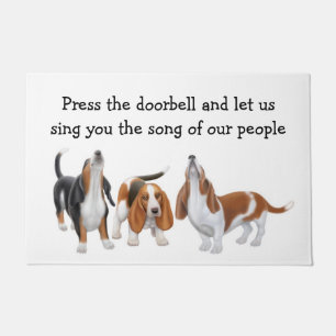 Let Us Sing Basset Hounds Customizable Doormat