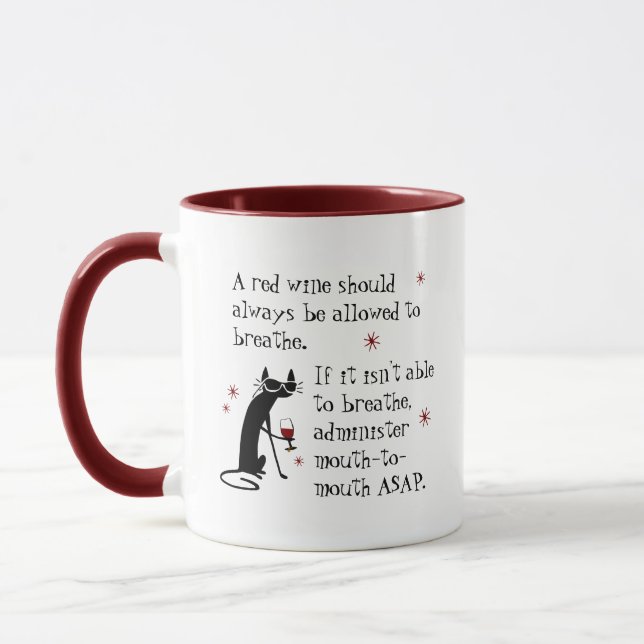 Let Wine Breathe or Mouth-to-Mouth Funny Mug (Left)