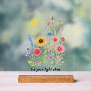Let you light shine flowers and sun acrylic sign