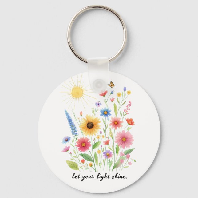 Let you light shine flowers and sun monogram keychain (Front)