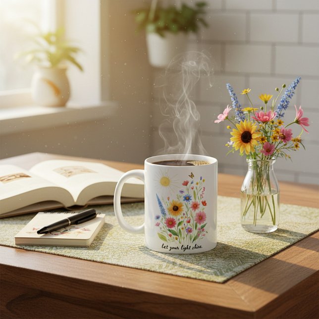 Let you light shine flowers and sun personalized coffee mug (Creator Uploaded)
